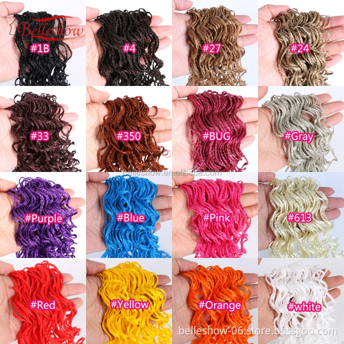 Hot sell Synthetic curly Zizi Crochet Braids Hair 20inch Pure Black Pink Purple 3x Box Braid Pink Hair Extension 3x braids
